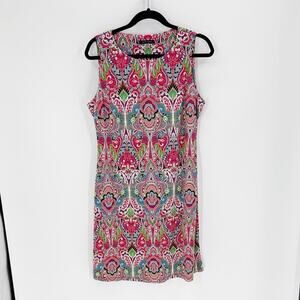 Tommy Hilfiger Colorful pink Paisley Slinky sleeveless Shift Dress size 10